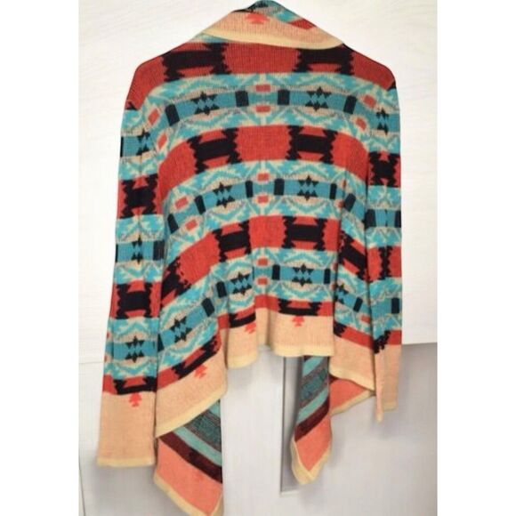 Styleholic Southwest Aztec Long Sleeve Open Front Drape Cardigan Women Size M - Picture 7 of 9